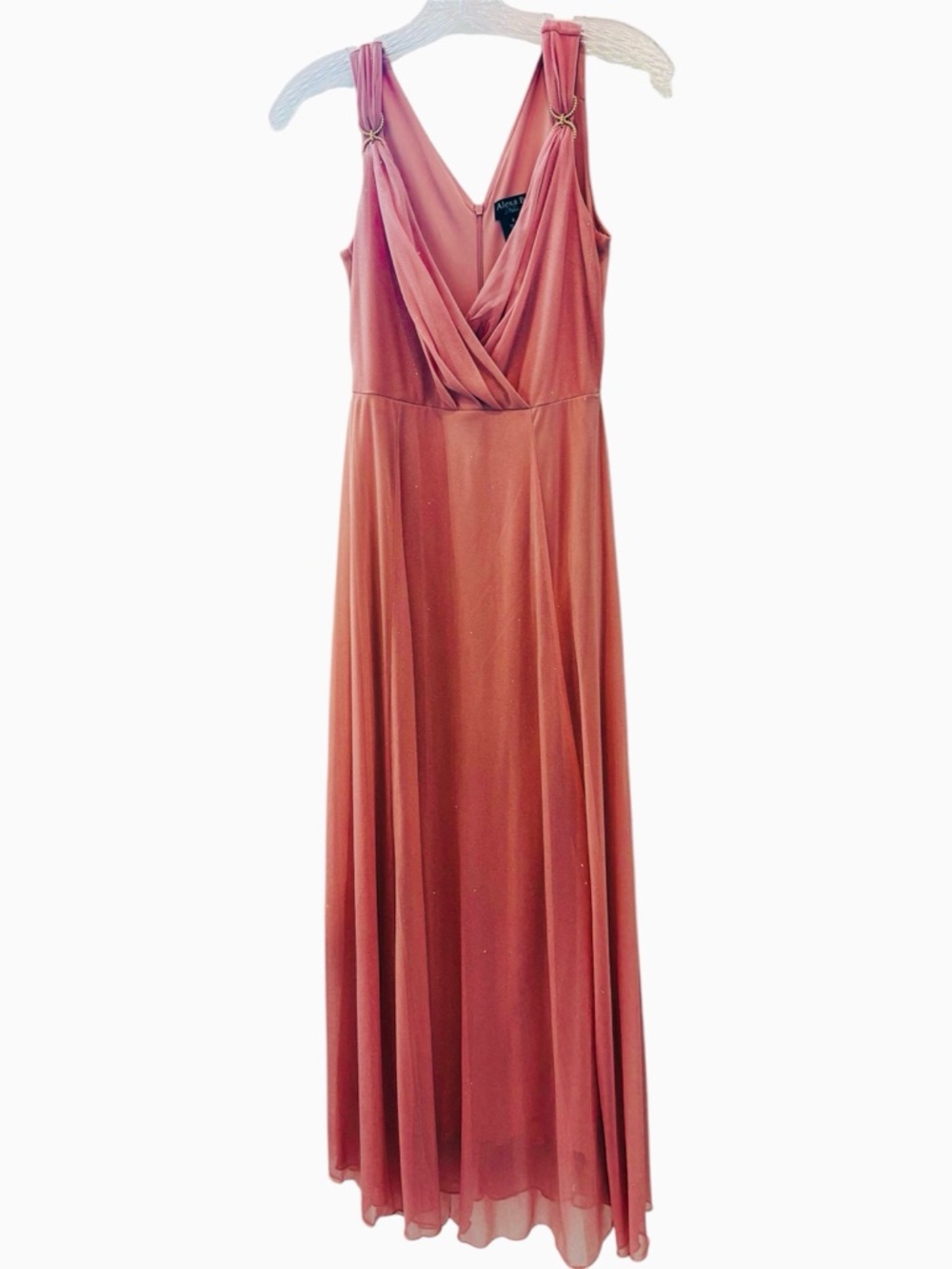 Alexa B Nites Pale Blush Pink Sparkly Formal Floor Length Evening Gown Size 4